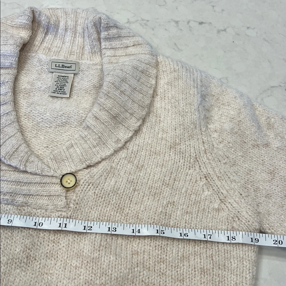 L.L. Bean Women's Soft Beige Shawl Neck Sweater‎ Size Medium